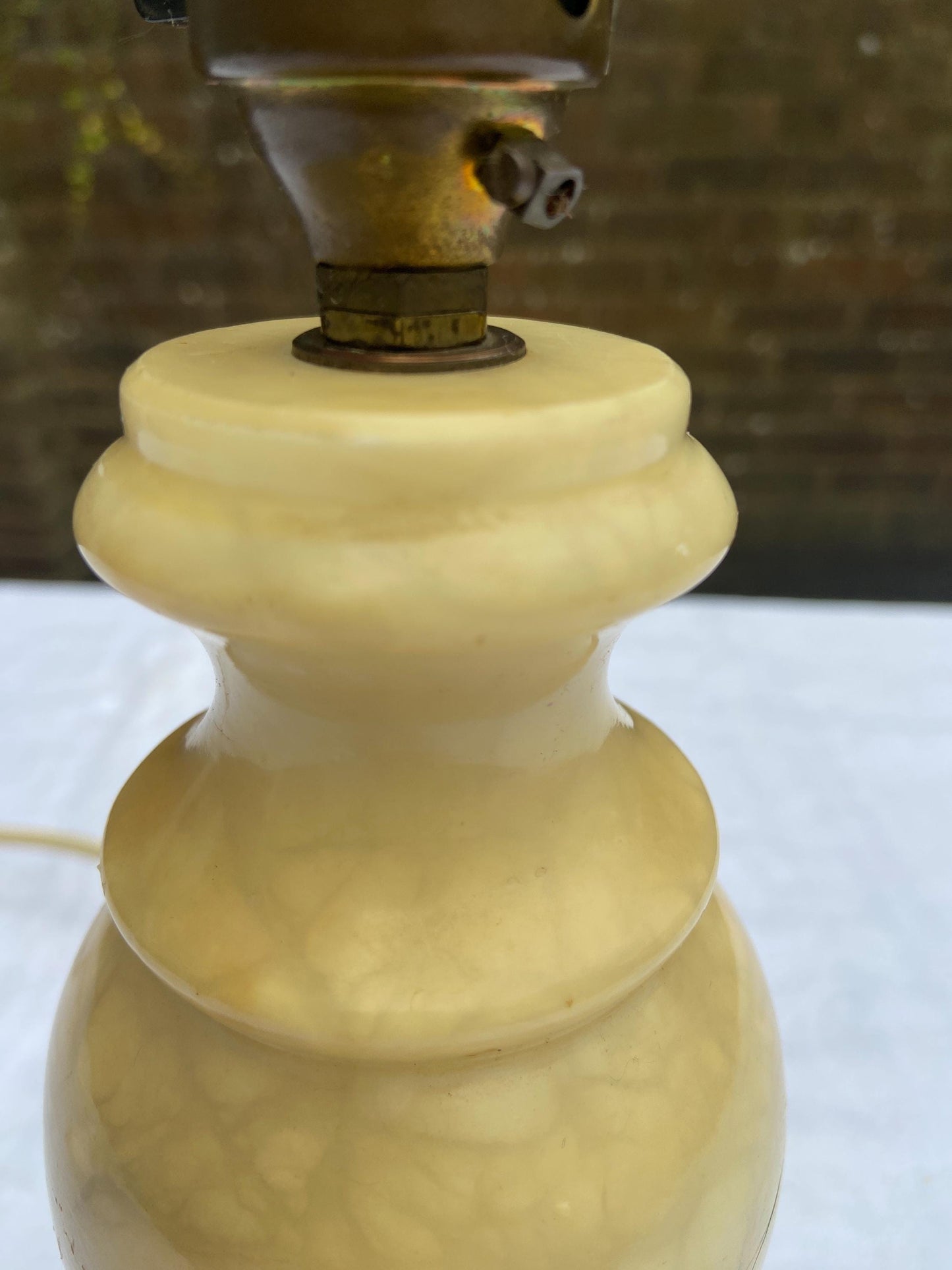 Unique vintage medium alabaster table lamp in gorgeous honeycomb colour - working