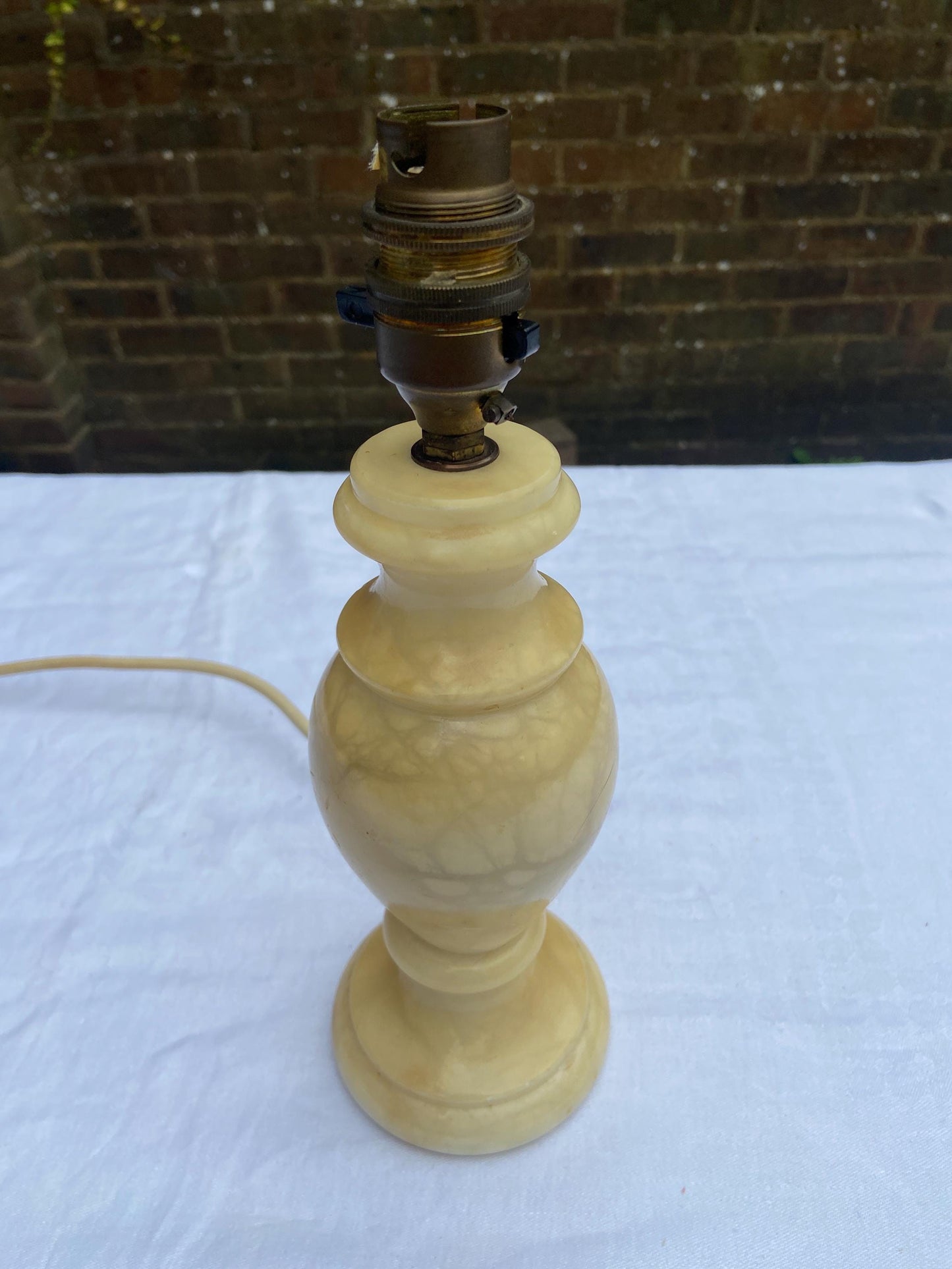 Unique vintage medium alabaster table lamp in gorgeous honeycomb colour - working