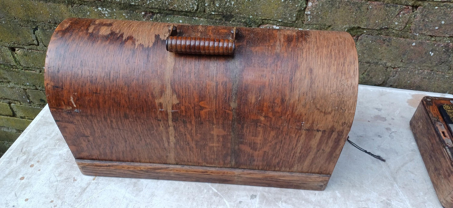 A Classic Vintage Singer Electric Sewing Machine and Case Not Working Decorative Prop Industrial