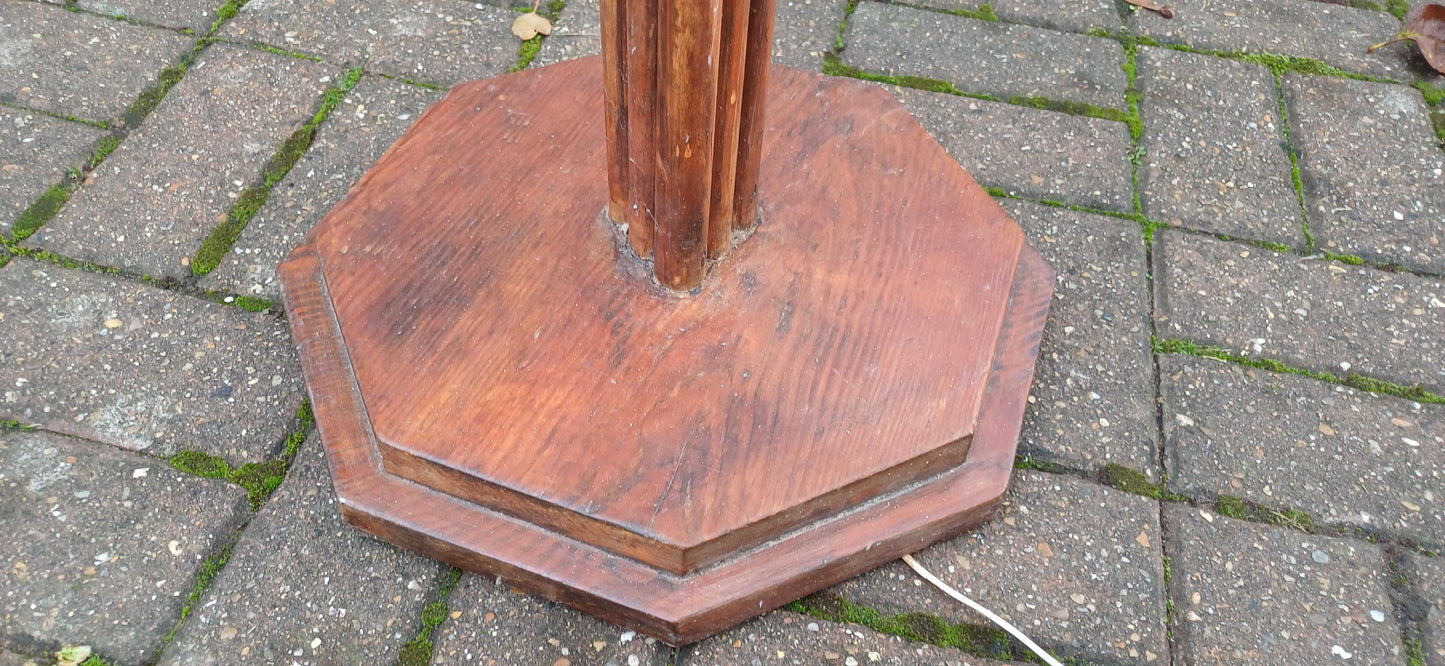 Unusual Art Deco Wooden Standard Lamp | Vintage Pine Floor Lamp | Working Condition