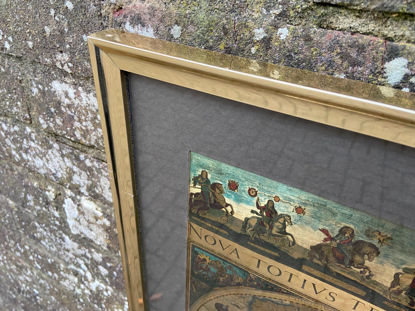 Blaeu Wall Map Vintage Print - authentic print with metallic detail in vintage frame