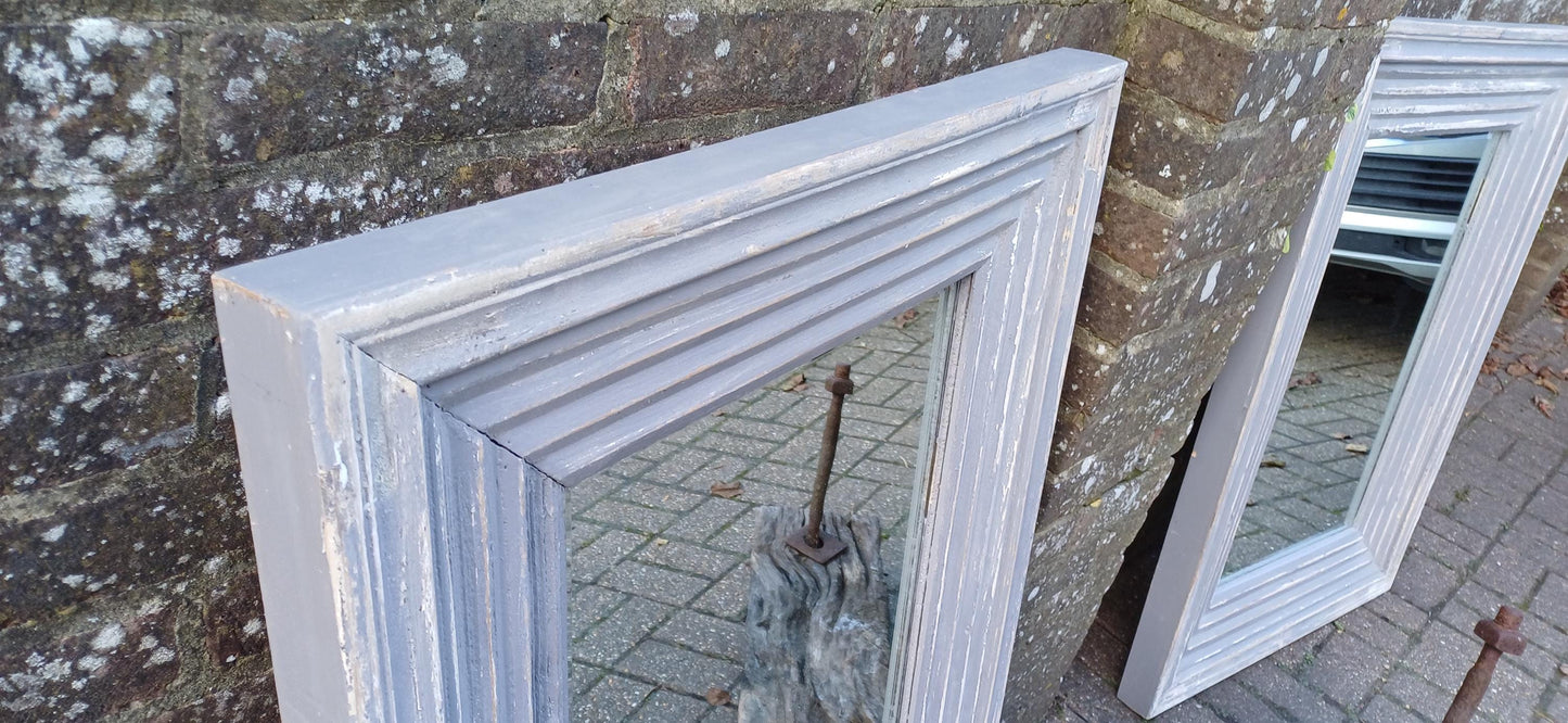 Superb Pair of Very Large Painted Grey Mirrors Bespoke Distressed Contemporary Finish Bevelled Glass. Free Hand Delivery.