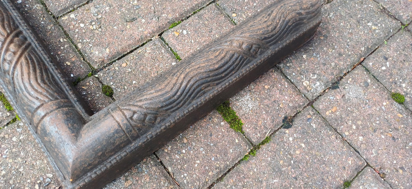 Large Age Worn Aesthetic Victorian Iron Decorative Fender Fireplace Guard