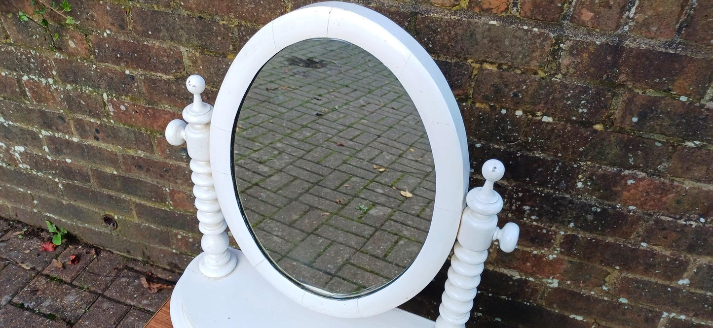 Adjustable, Pretty & Cute Vintage Victorian Vanity Painted Dressing Table Ornate Details, Perfect for Any Space.