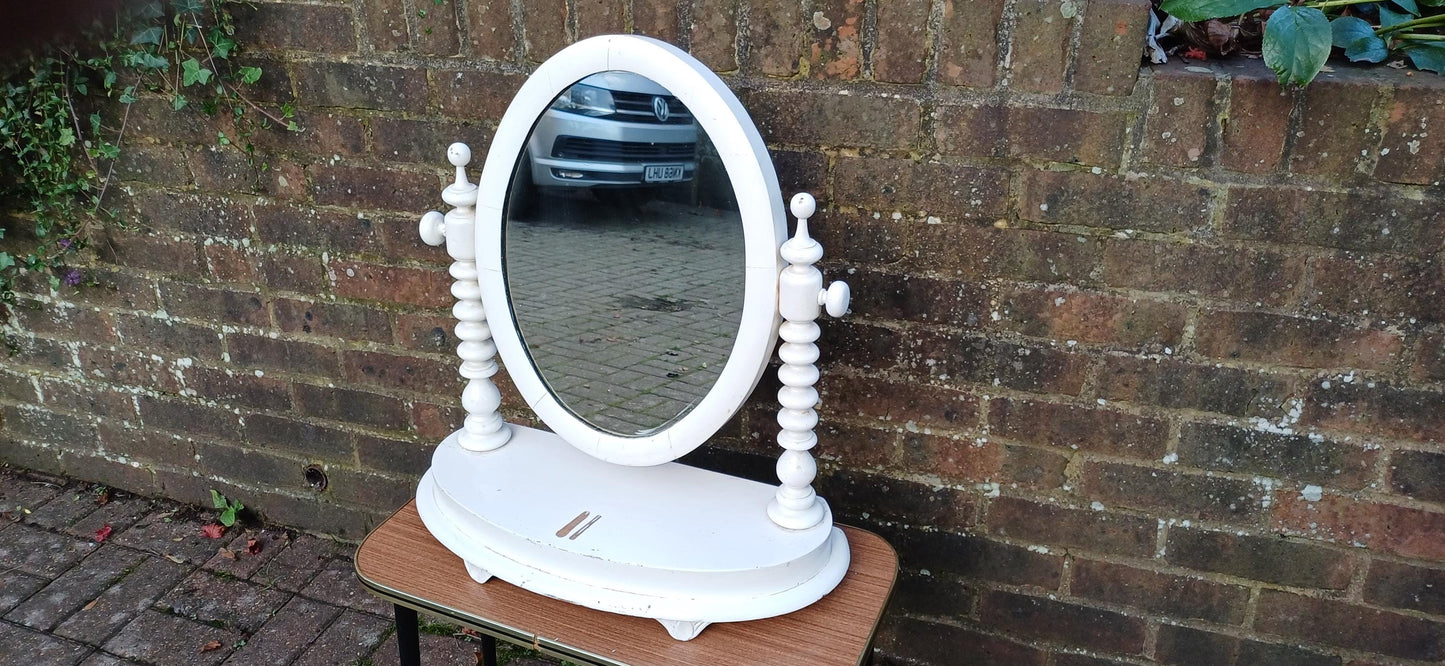 Adjustable, Pretty & Cute Vintage Victorian Vanity Painted Dressing Table Ornate Details, Perfect for Any Space.