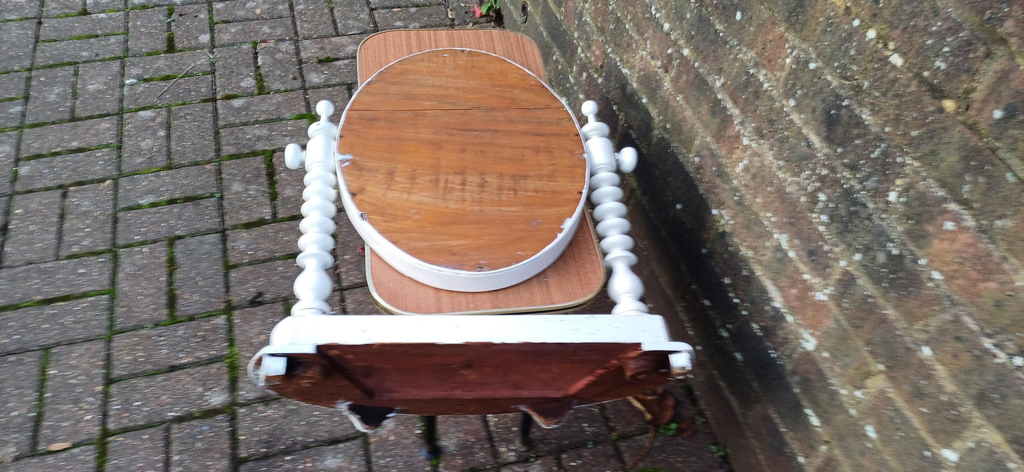 Adjustable, Pretty & Cute Vintage Victorian Vanity Painted Dressing Table Ornate Details, Perfect for Any Space.