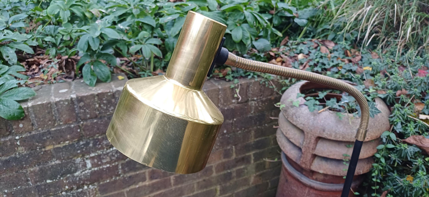 Vintage Retro 70s or 80s Adjustable Black and Brass Standard Lamp Working