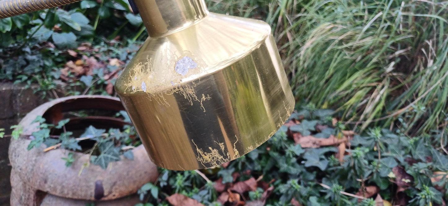 Vintage Retro 70s or 80s Adjustable Black and Brass Standard Lamp Working