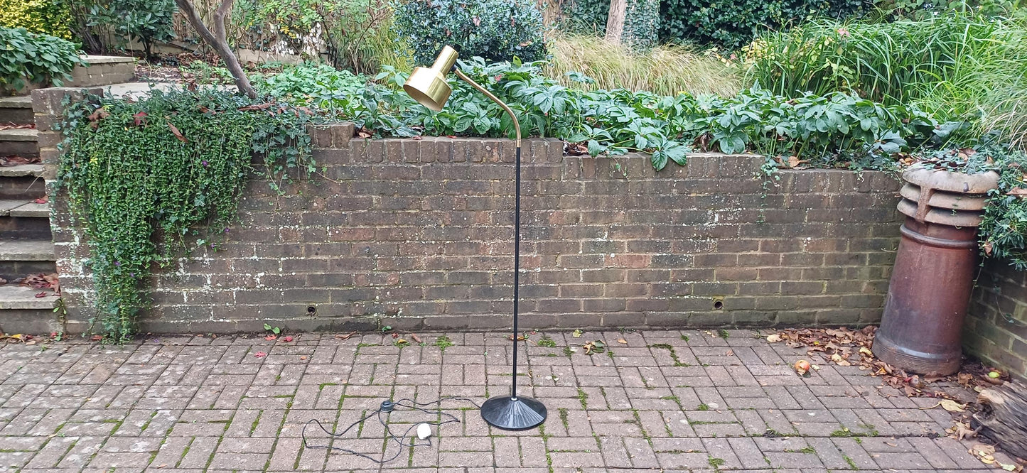 Vintage Retro 70s or 80s Adjustable Black and Brass Standard Lamp Working