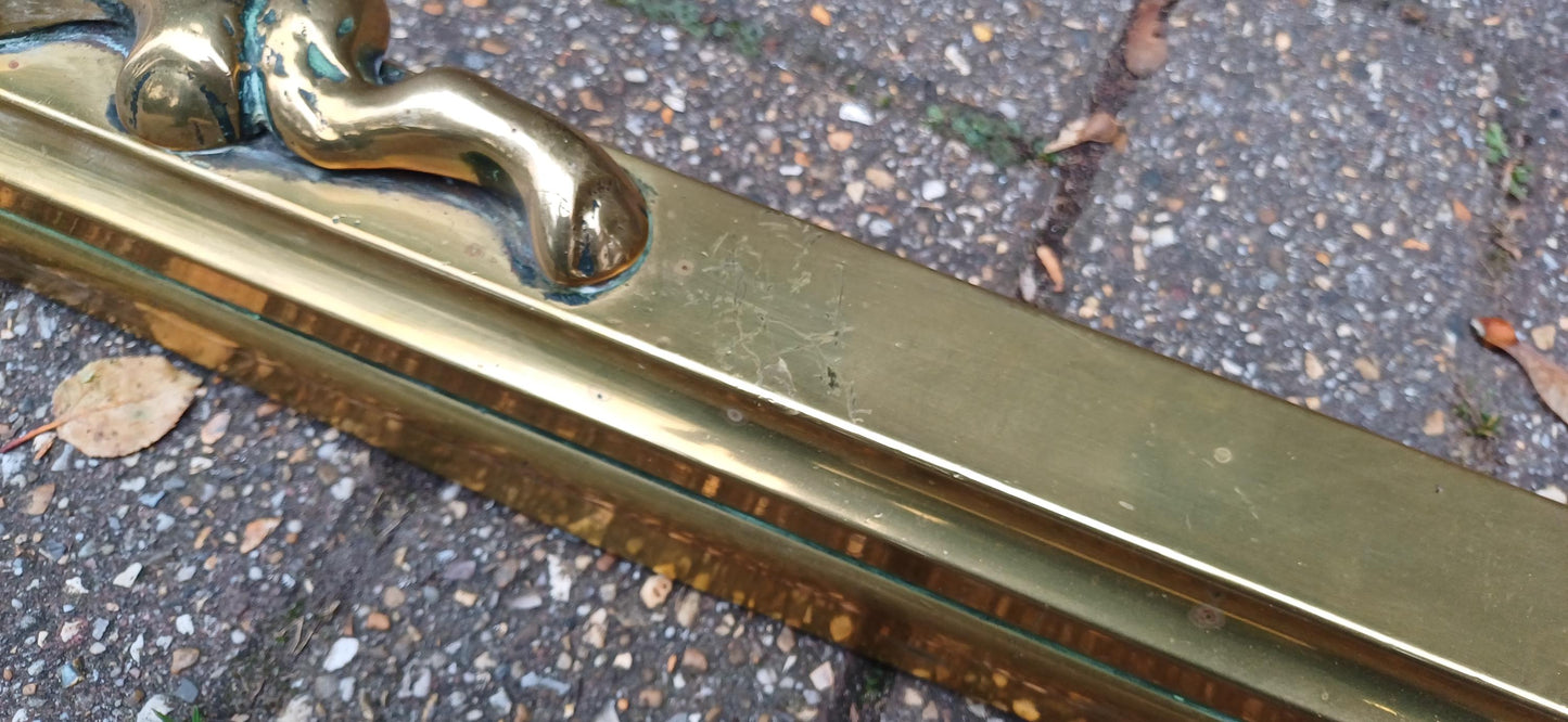Large Restored Victorian Brass Fender with Unusual Log Branch Motif Decoration Simply Superb Quality and Beautifully Preserved.