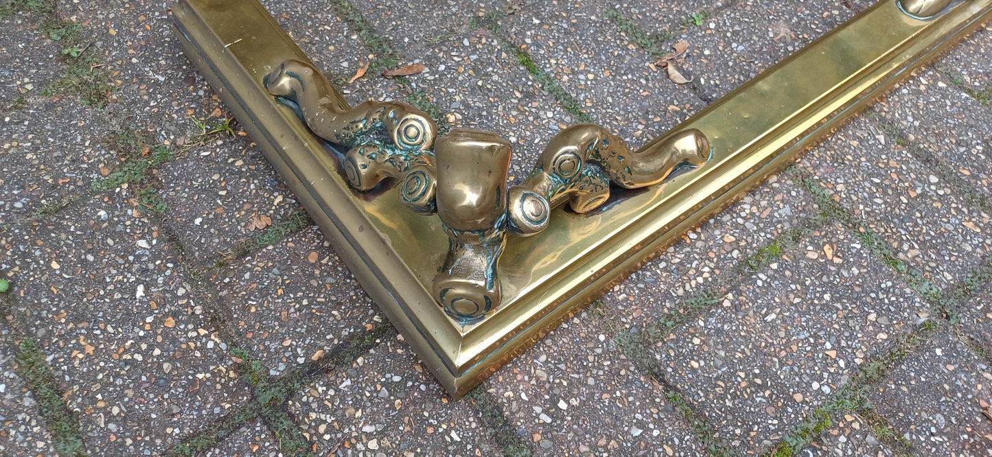Large Restored Victorian Brass Fender with Unusual Log Branch Motif Decoration Simply Superb Quality and Beautifully Preserved.