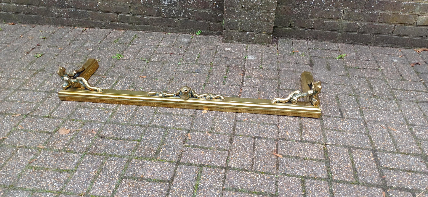 Large Restored Victorian Brass Fender with Unusual Log Branch Motif Decoration Simply Superb Quality and Beautifully Preserved.
