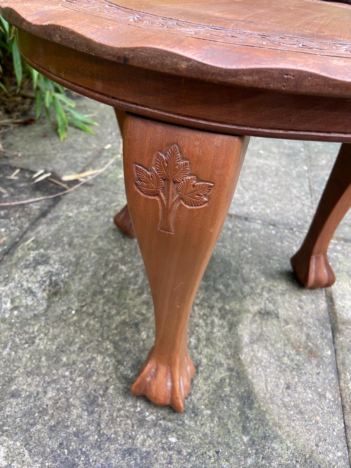 Lovely vintage carved wooden table, plant stand, coffee table