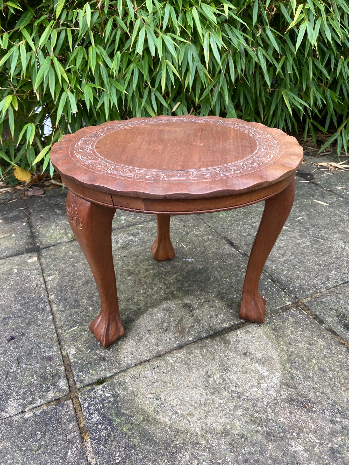 Lovely vintage carved wooden table, plant stand, coffee table