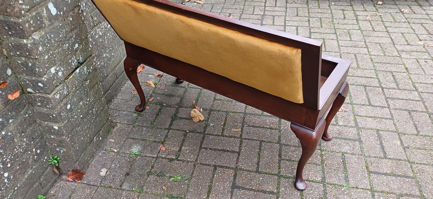 Double Top Quality Hardwood Double Piano Stool Cabriole Legs & Velvet Upholstery Elegant Music Bench. Hallway Bench as Storage Compartment.