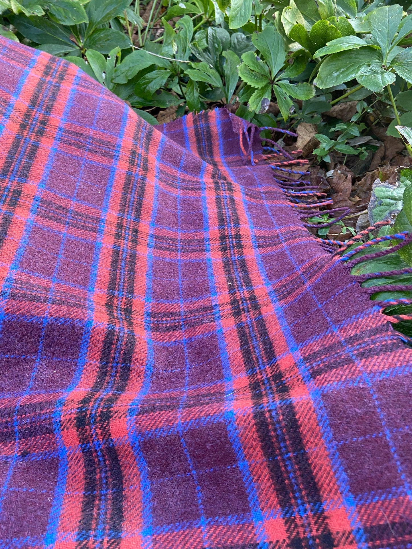 Vintage duo of woollen blankets - one large and one smller rectangular, picnic blankets picnic rugs, telly blankets