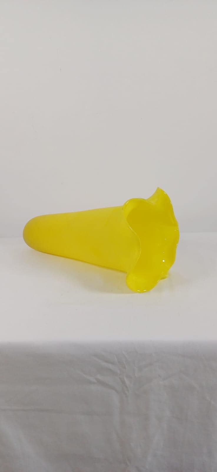 yellow glass retro ceiling lamp shade. daffodil shape and colour