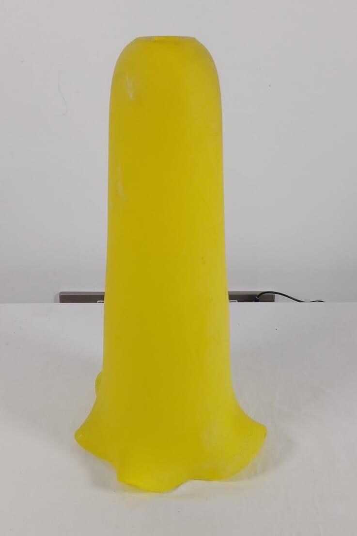 Retro Daffodil Yellow Tall and Thin Glass Lamp Shade – Daffodil Shape and Colour, vintage ceiling shade