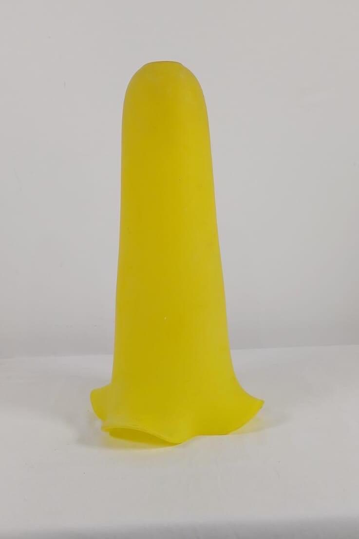 Retro Daffodil Yellow Tall and Thin Glass Lamp Shade – Daffodil Shape and Colour, vintage ceiling shade