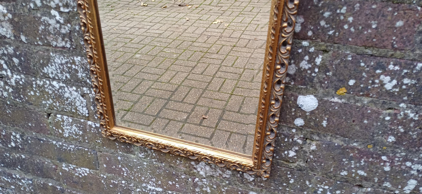 Pretty Vintage Ornate 70s Wall Mirror with Bevelled Glass – Timeless Retro Elegance
