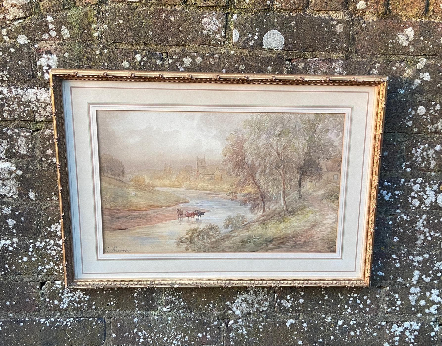 1900s water colour original painting by G Alexander. Valley of Rydale in SouthY orkshire. Gorgeous water colour in a vintage frame