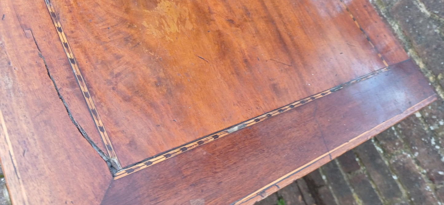 Georgian Early Victorian Mahogany Inlaid and Oak Cupboard with Drawers Sideboard