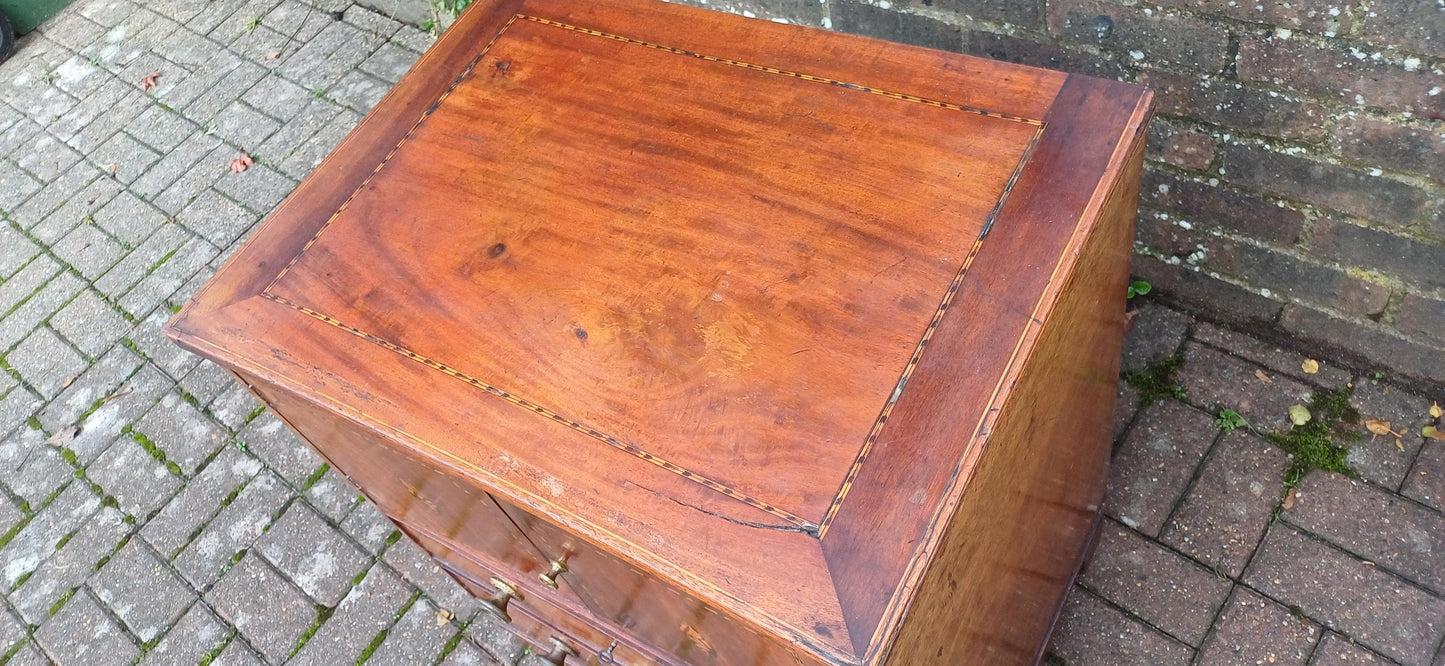 Georgian Early Victorian Mahogany Inlaid and Oak Cupboard with Drawers Sideboard
