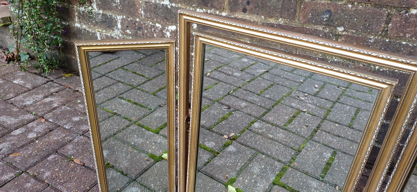 Vintage Retro Classic Gold Gilt 70s Adjustable Triple Mirror
