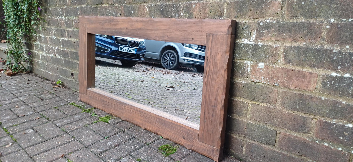 Superb Huge Chunky Reclaimed Pine Wall Mirror Over Mantel Free Hand Delivery