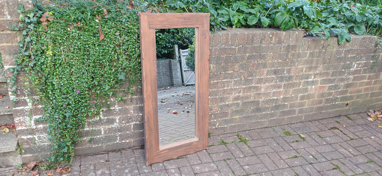 Superb Huge Chunky Reclaimed Pine Wall Mirror Over Mantel Free Hand Delivery