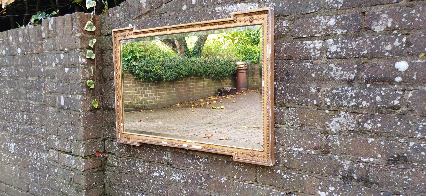Large Unique Distressed Vintage Victorian Gold Gilt Decorative Mirror