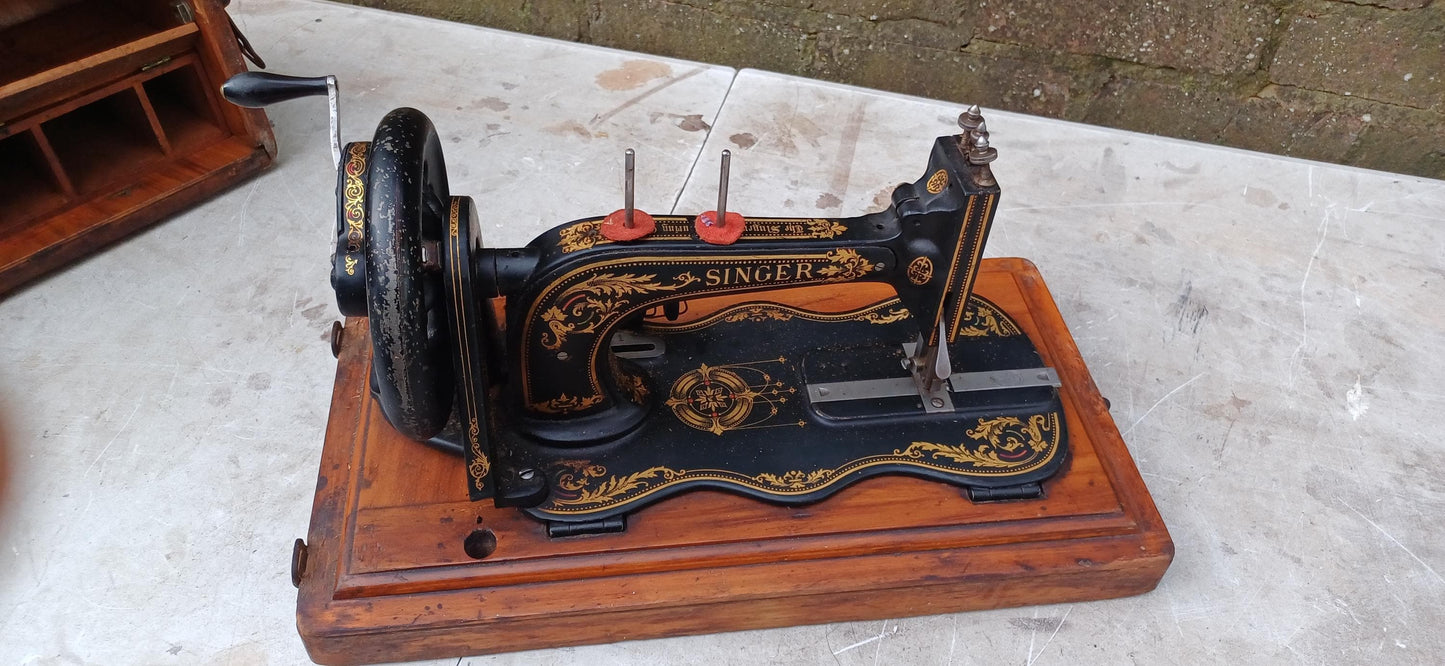 Stunning Vintage Victorian Singer Sewing Machine with Industrial Ironwork Base Antique Home Decor |Steampunk Style Accent Piece