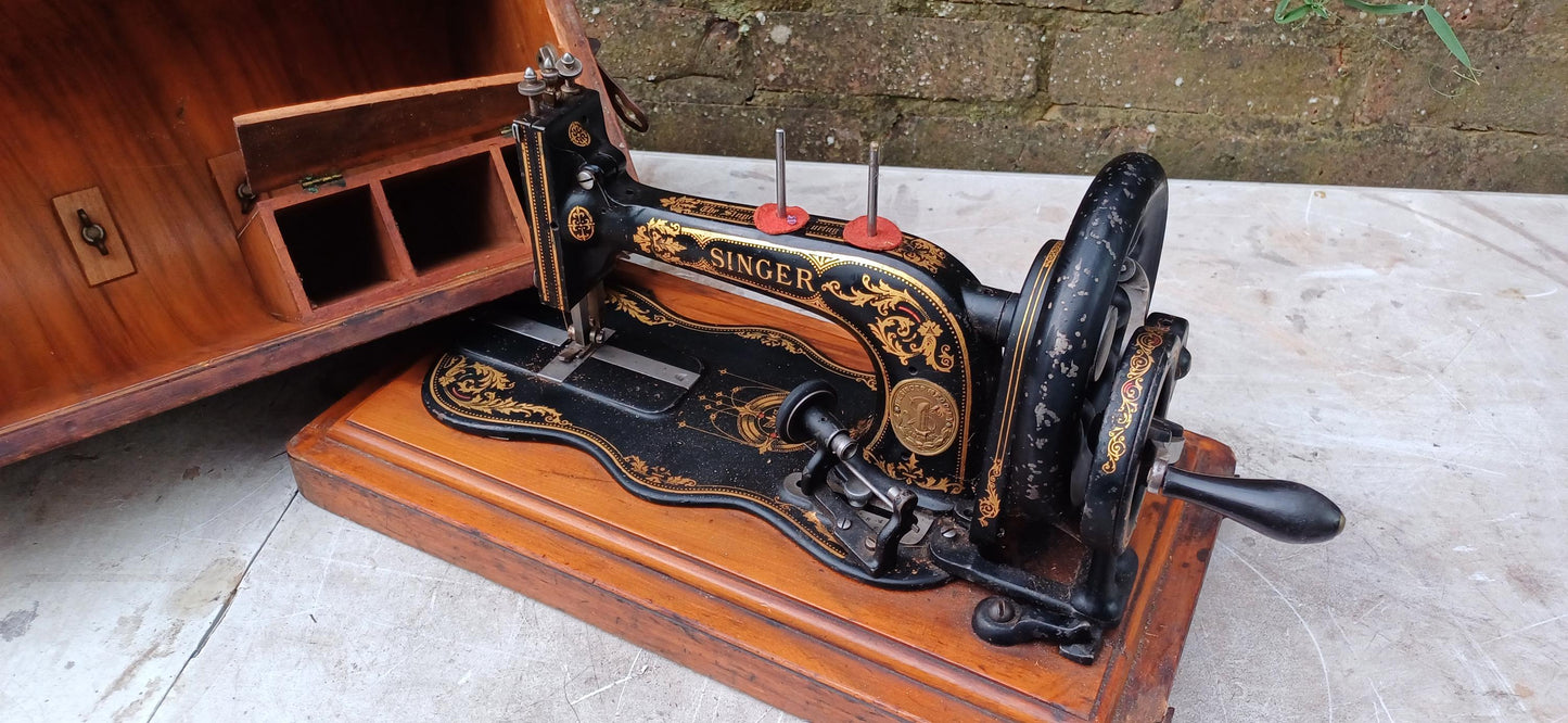 Stunning Vintage Victorian Singer Sewing Machine with Industrial Ironwork Base Antique Home Decor |Steampunk Style Accent Piece