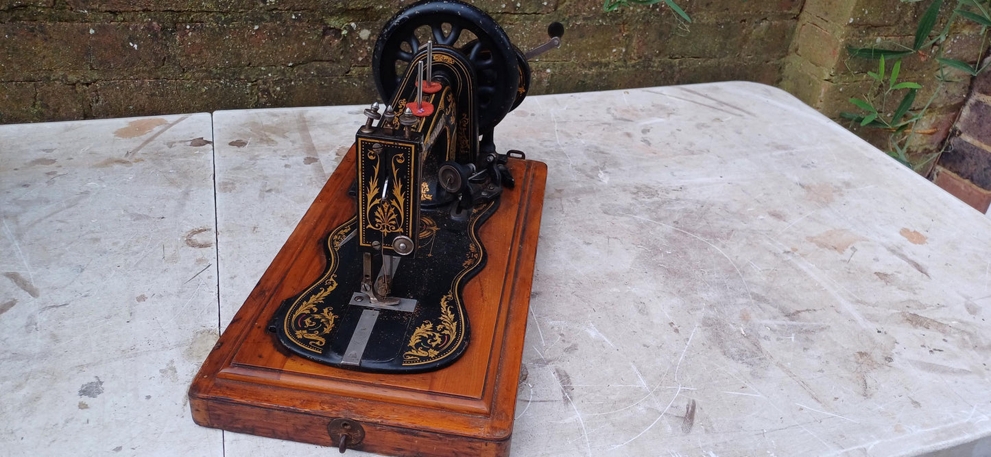 Stunning Vintage Victorian Singer Sewing Machine with Industrial Ironwork Base Antique Home Decor |Steampunk Style Accent Piece