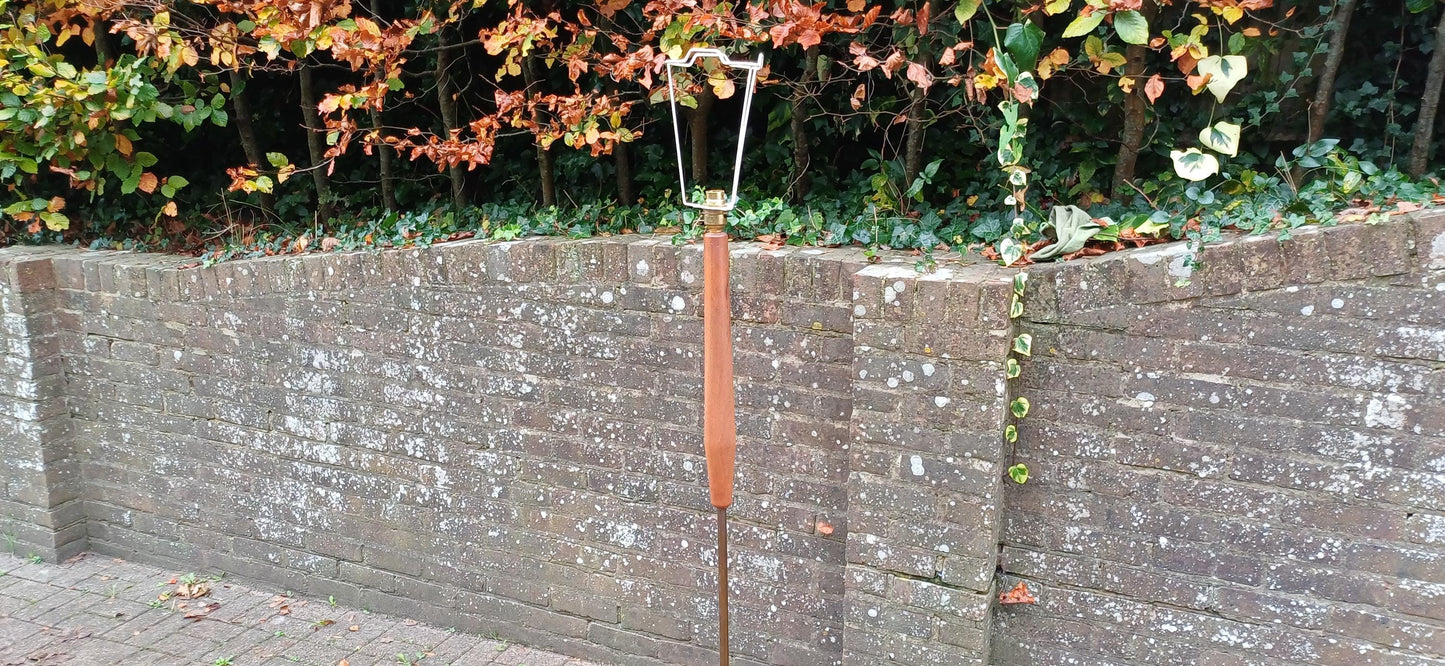 Superb Vintage Retro Mid-Century Brass and Teak Floor Lamp with Outstanding Vintage Lampshade – Fully Working FREE HAND DELIVERY