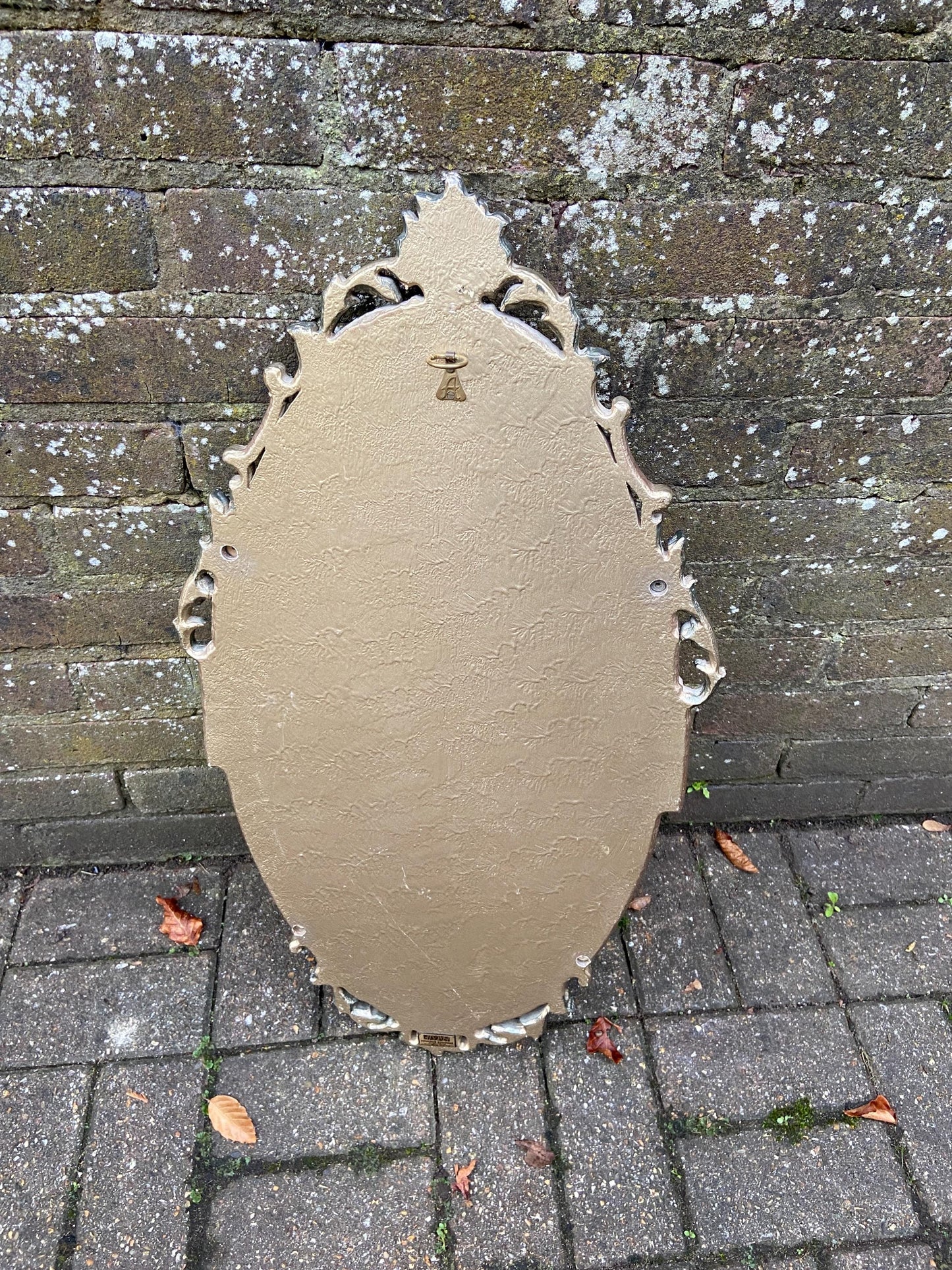 Unusual retro vintage oval mirror with moulded and painted frame - very attractive and excellent condition
