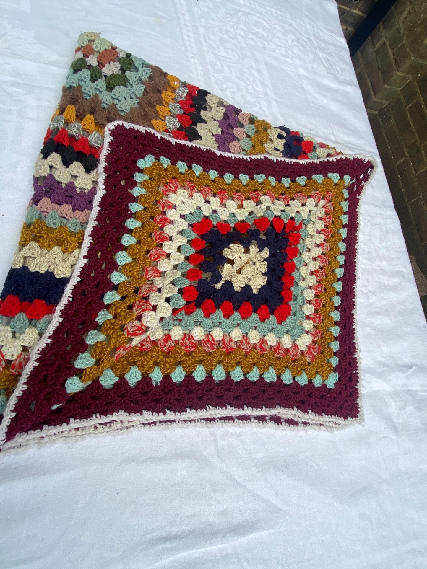 Authentic vintage crocheted small blankets, baby blankets, chair throws (approx 106cm sq) - different colours