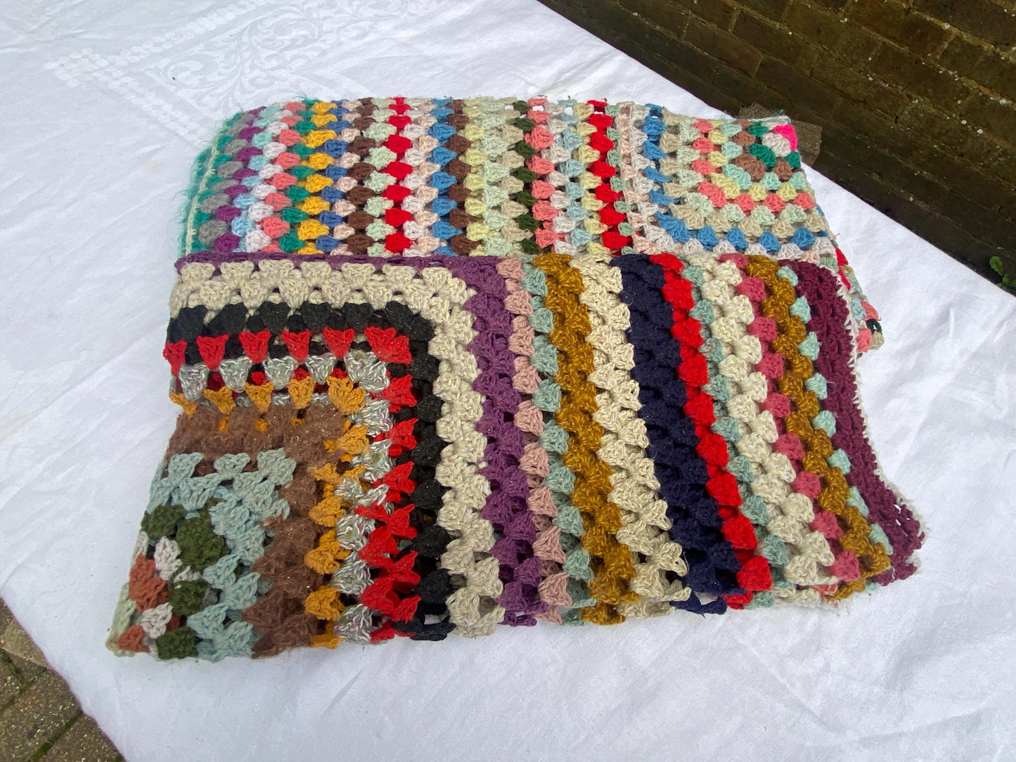 Authentic vintage crocheted small blankets, baby blankets, chair throws (approx 106cm sq) - different colours