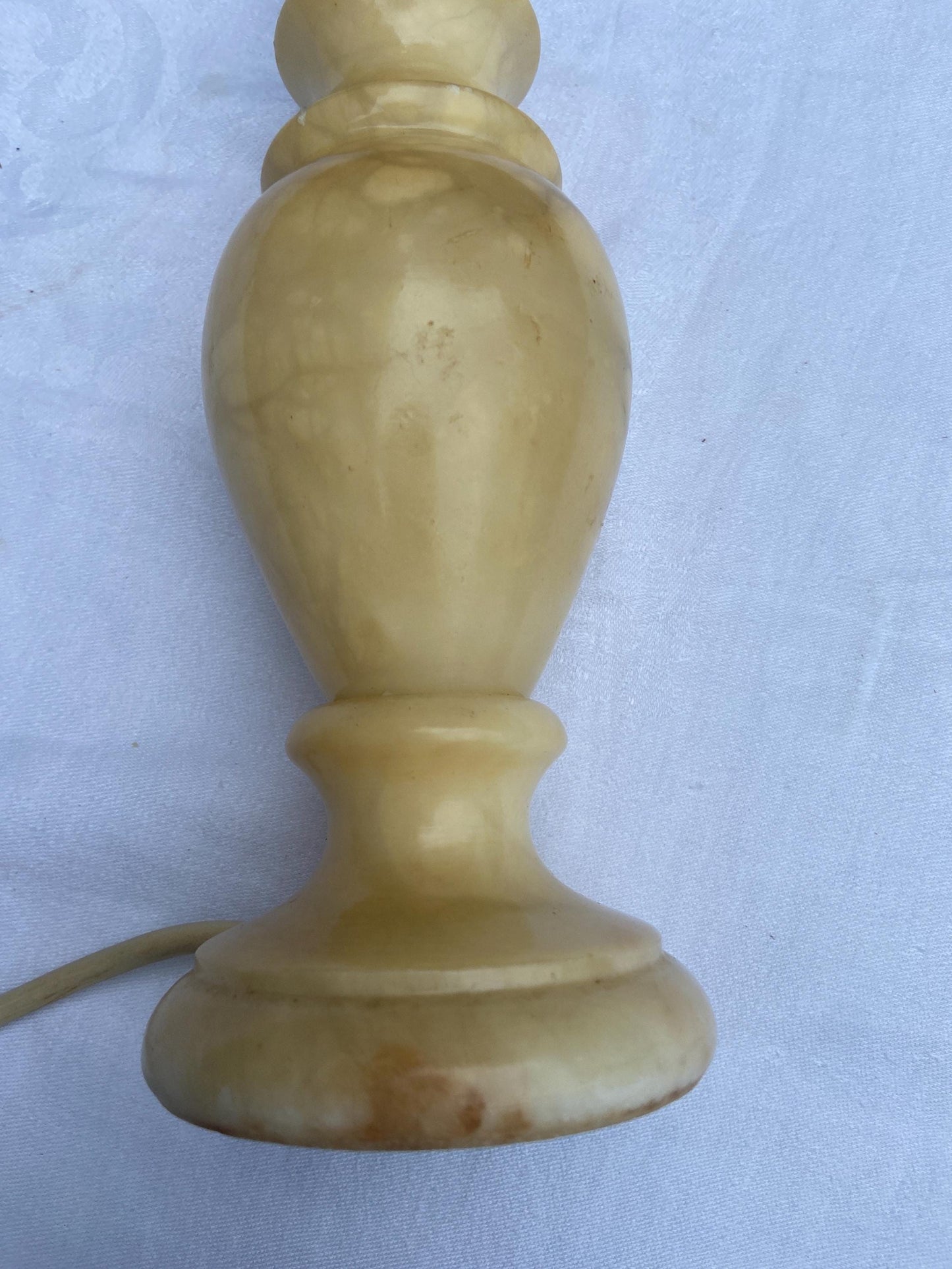 Unique vintage medium alabaster table lamp in gorgeous honeycomb colour - working