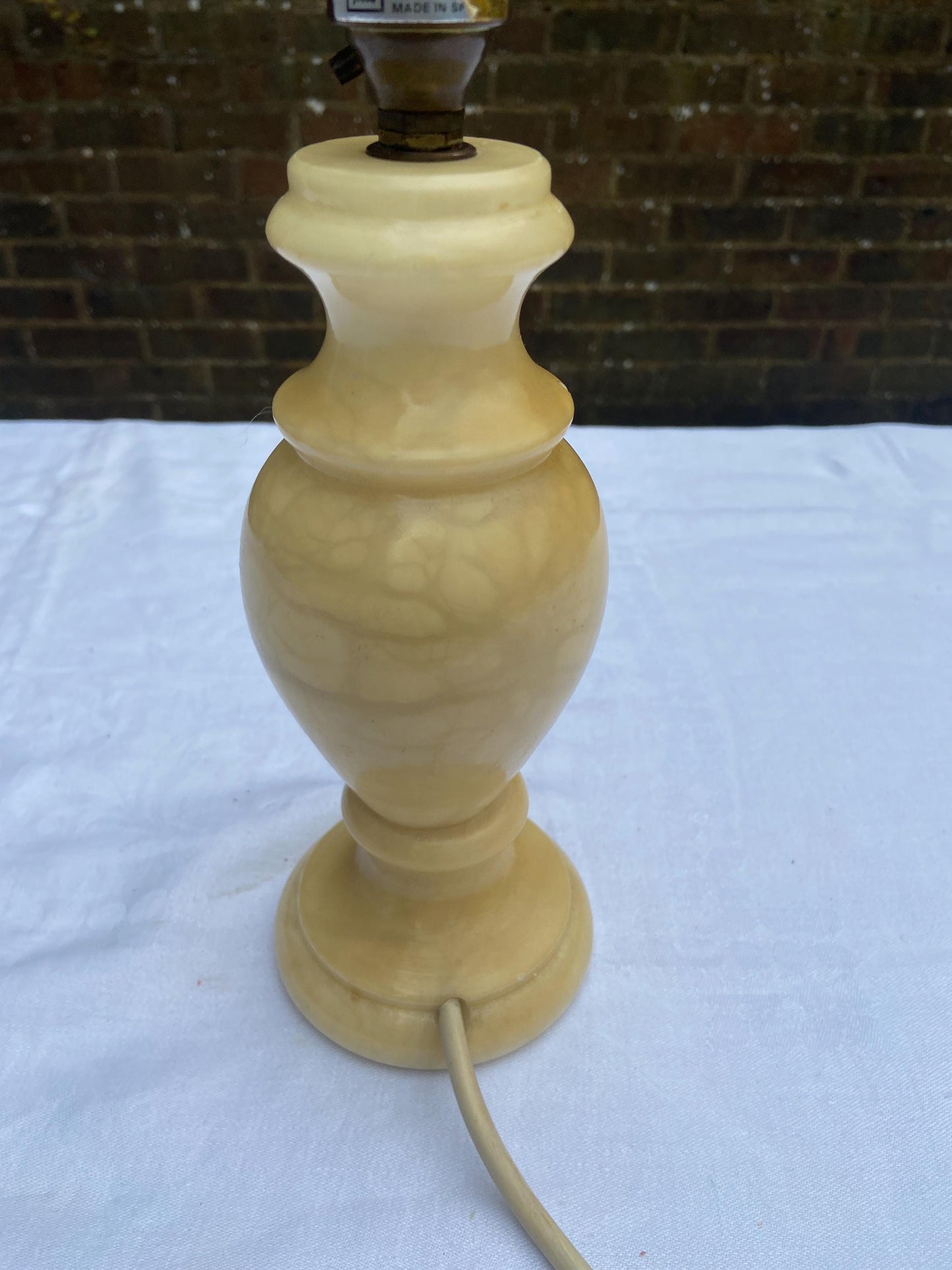 Unique vintage medium alabaster table lamp in gorgeous honeycomb colour - working