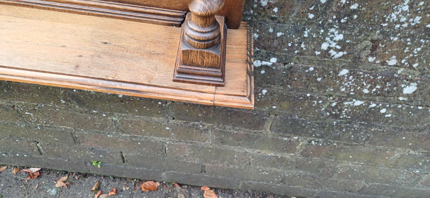 Elegant Upcycled Solid Oak Overmantel Mirror with Barley Twist Shelf & Bevelled Glass FREE HAND Delivery.