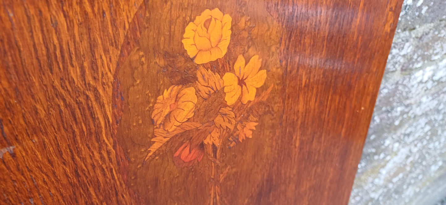 Beautiful 1920s Decorative Wooden Inlaid Oak Veneer Panel – Vintage Wall Art