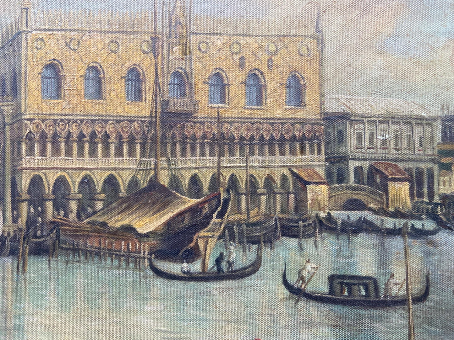 Canaletto Retro oil painting copy, framed, Veduta del Palazzo Ducale di Venezia very good copy (59cm x 49cm)