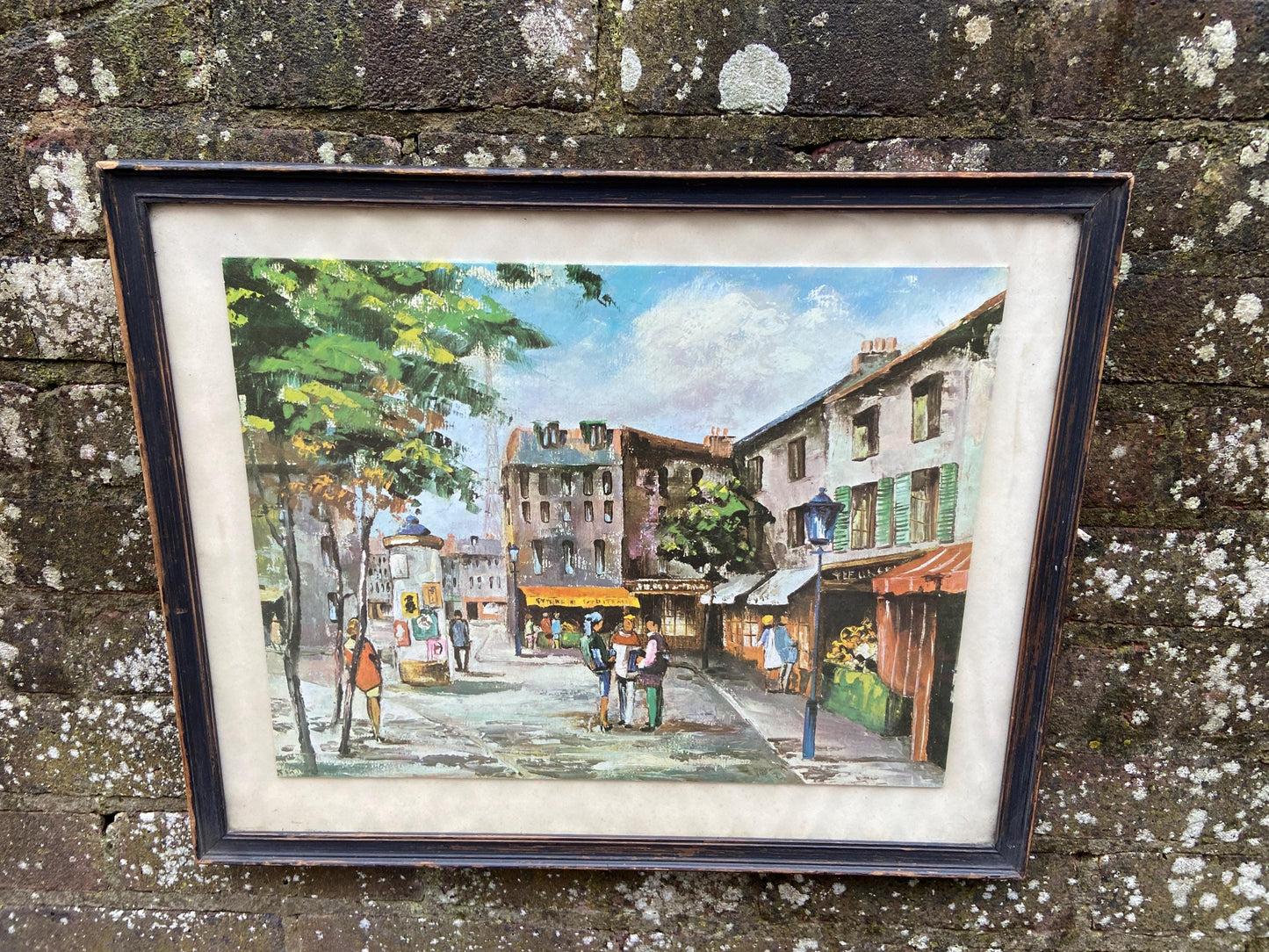 Retro Classic Parisian Street Scene, Max Moreau - retro print on board in vintage frame