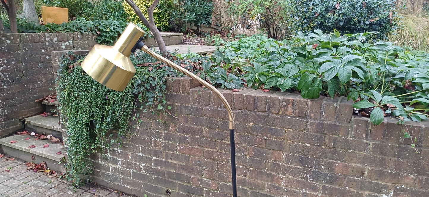 Vintage Retro 70s or 80s Adjustable Black and Brass Standard Lamp Working