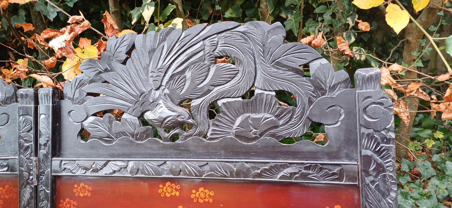 Antique Shibayama Japanese Folding Dressing Privacy Screen, Japanese vintage room divider. FREE HAND Delivery.