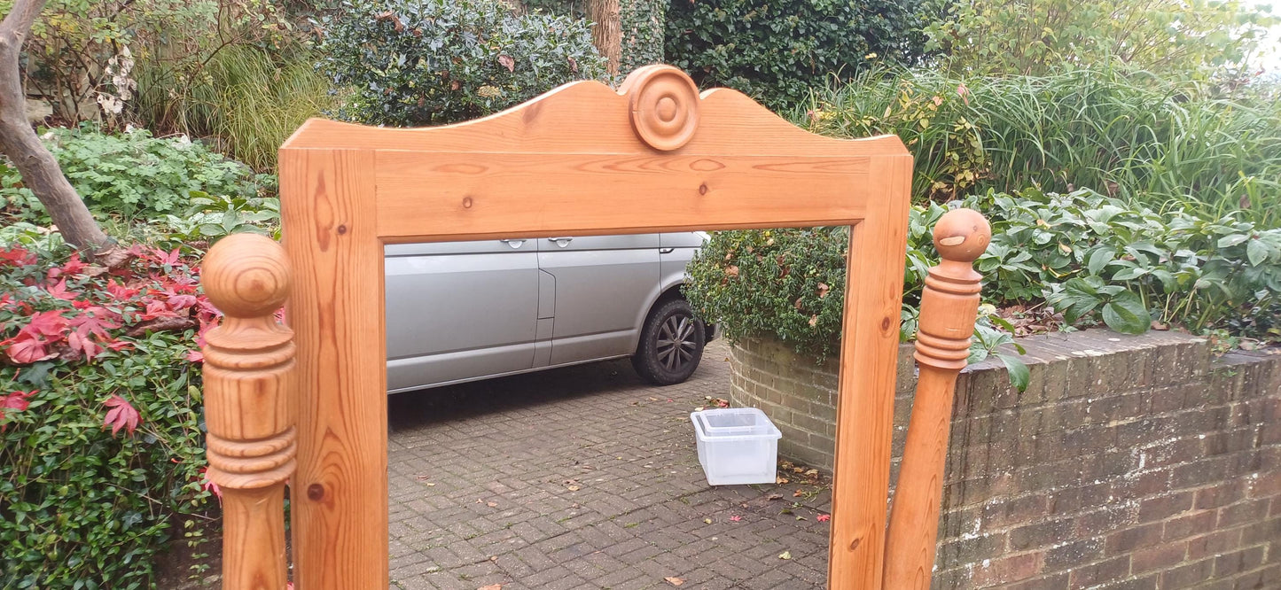 Huge Imposing Vintage Solid Pine Cheval Full Length Mirror Polished Finish FREE HAND Delivery