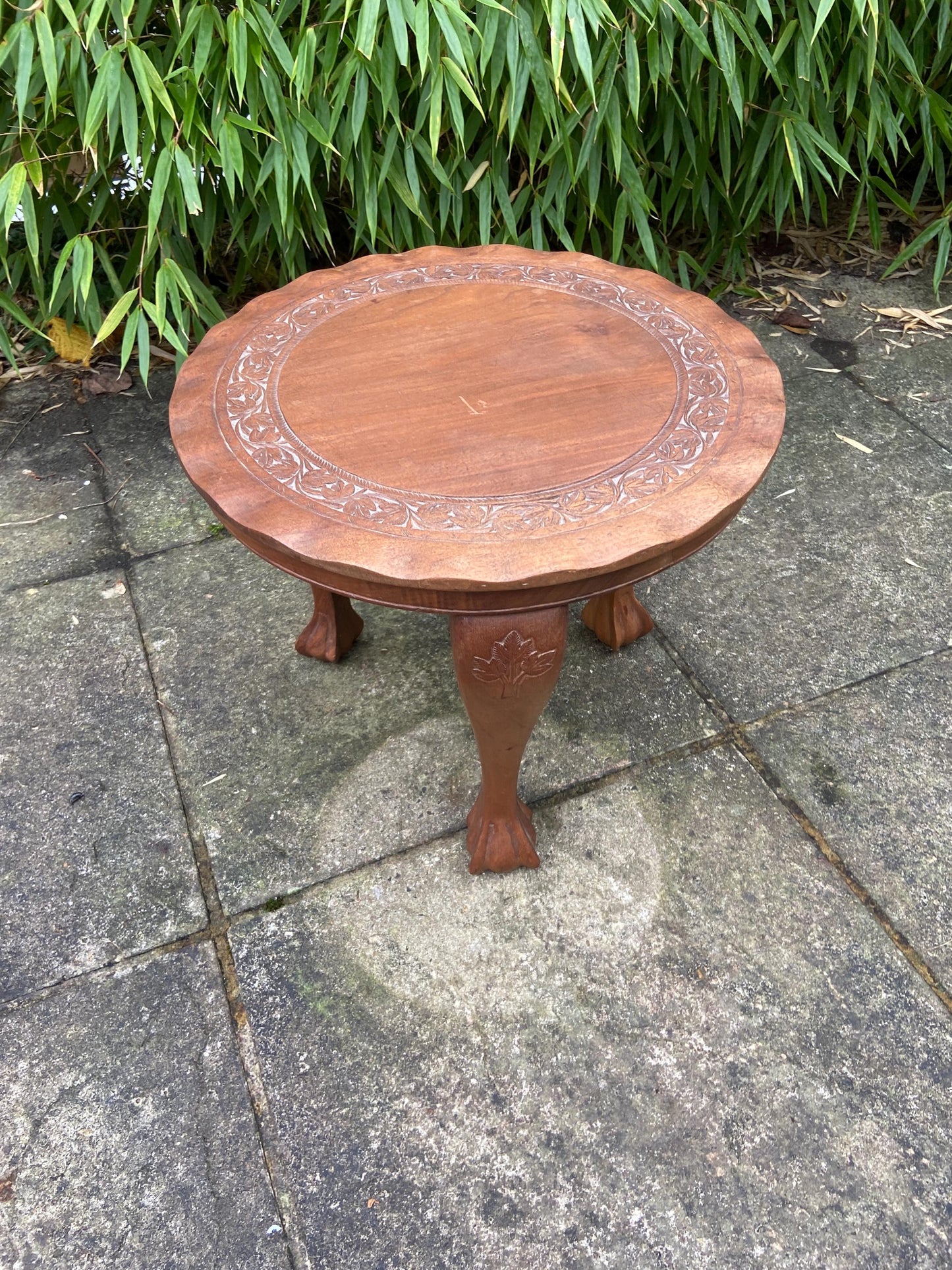 Lovely vintage carved wooden table, plant stand, coffee table