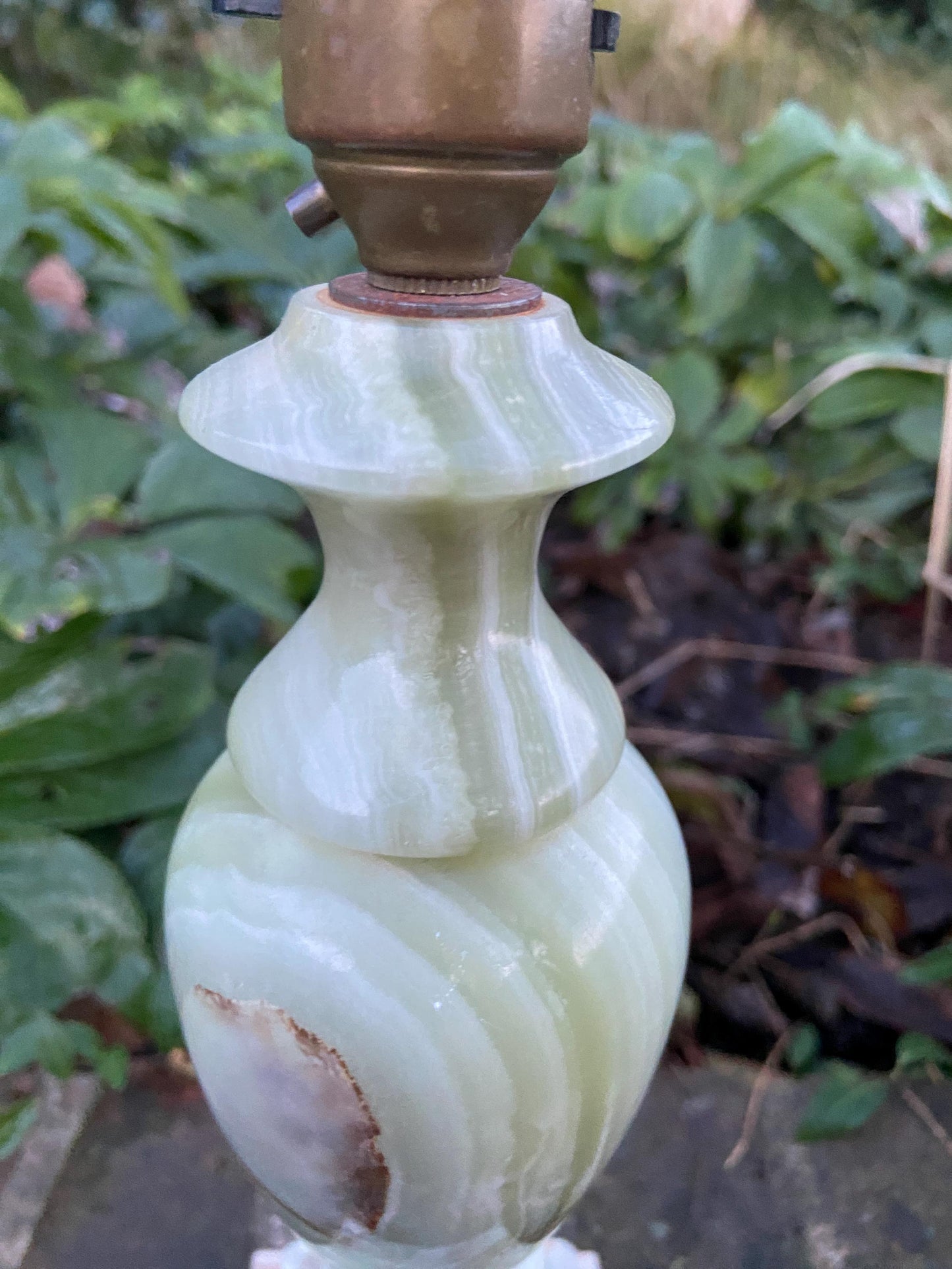 Vintage medium sized Green Onyx Classic Table Lamp Base vgc