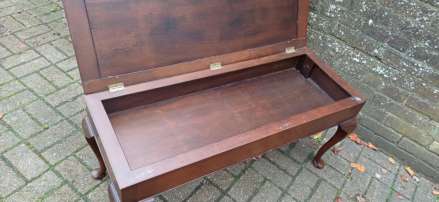 Double Top Quality Hardwood Double Piano Stool Cabriole Legs & Velvet Upholstery Elegant Music Bench. Hallway Bench as Storage Compartment.
